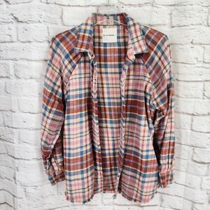 Lucky Brand Flannel Shirt Small Western Boho Rodeo Grunge Pink Cowgirl Rodeo